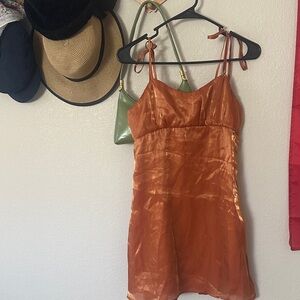 Orange Satin Mini Dress